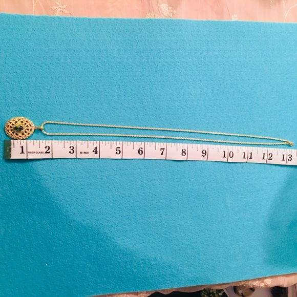 New Gold Necklace With Natural Chrysoprase Gem - Picture 5 of 8